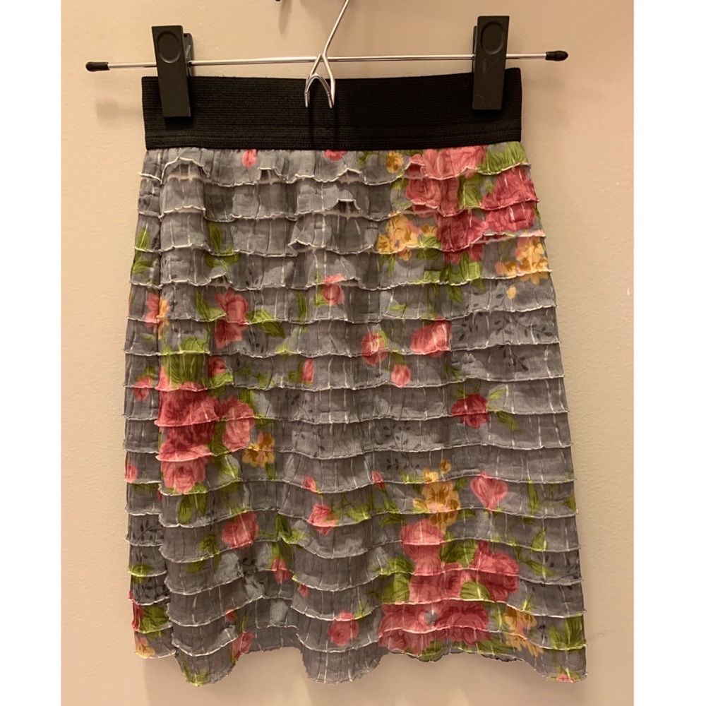 Wet Seal High Waisted Layered Floral Skirt